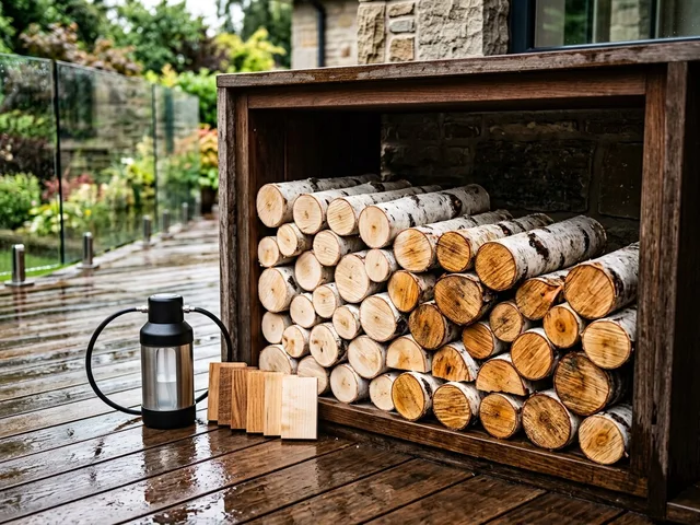 Защитная обработка декоративных поленниц в Фоминском